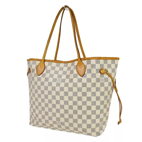 Louis Vuitton Handbags - LOUIS VUITTON Neverfull MM Shoulder Tote Bag Damier Azur White N51107 93SH572